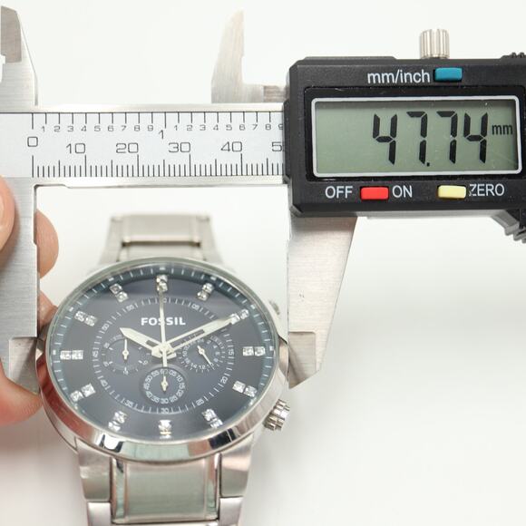 Fossil Mens Oversized Dark Navy Blue Chrono 48mm Watch FS4565 w New Battery - Picture 2 of 11